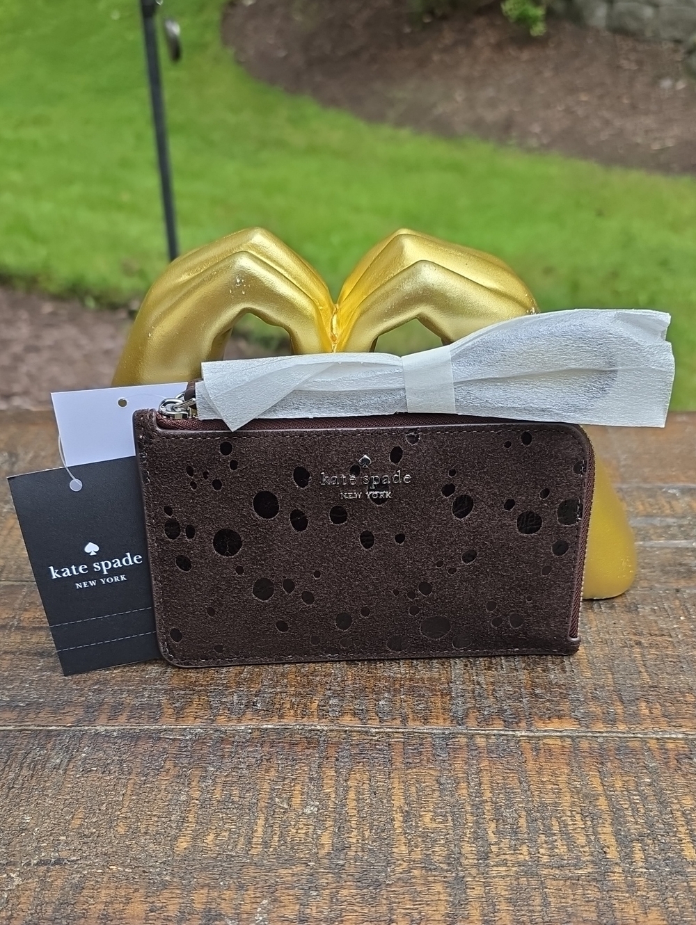 kate spade Hot Fudge Suede Shiny Dot Wristlet